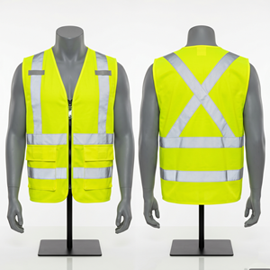 Gilet de sécurité en maille polyester premium 120 GSM, jaune fluo, orange, panneaux réfléchissants, logo personnalisé - Product Image 5