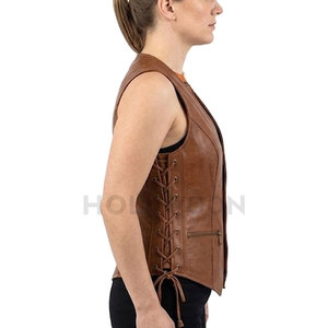 Chaleco de Cuero para Mujer, a la Moda, Impermeable, Estilo Urbano, Diseño Ligero, Prenda Exterior Informal para Uso Diario - Product Image 6