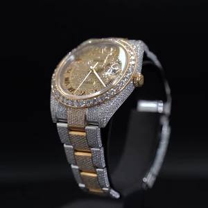 Montre de luxe Hip Hop à mouvement automatique en acier inoxydable sertie de moissanite pour hommes avec boîte - Product Image 6