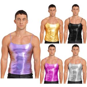 Gilet sans manches en cuir verni brillant pour hommes Costumes métalliques pour Yoga Dance Hip Hop Stage Performance Street Dance <span class=keywords><strong>Night</strong></span> <span class=keywords><strong>Club</strong></span> - Product Image 1