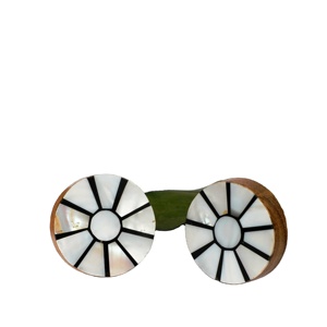 Chakra Design <b>Black</b> And White Resin Wood And MOP Cupboard <b>Door</b> <b>Knob</b> <b>Door</b> <b>Knob</b> Custom Color Shape Size Made in India - Product Image 1