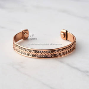 Modern 99.99% Solid Copper Magnetic Bracelet Handmade Adjustable <b>Bangle</b> for Men Women Wellness Style - Product Image 1