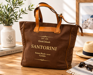 Vintage <b>Canvas</b> Tote <b>Bag</b> with PU Leather Handles <b>Large</b> Reusable Shopping Shoulder <b>Bag</b> Printed Cotton <b>Canvas</b> Handbag for Daily USE - Product Image 5