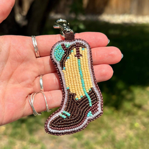 Handmade Beaded Cowboy Boot Keychain Colorful Western Charm for <b>Bags</b> <b>Gifts</b> Fashion Accessories Artisan Craft from India - Product Image 3