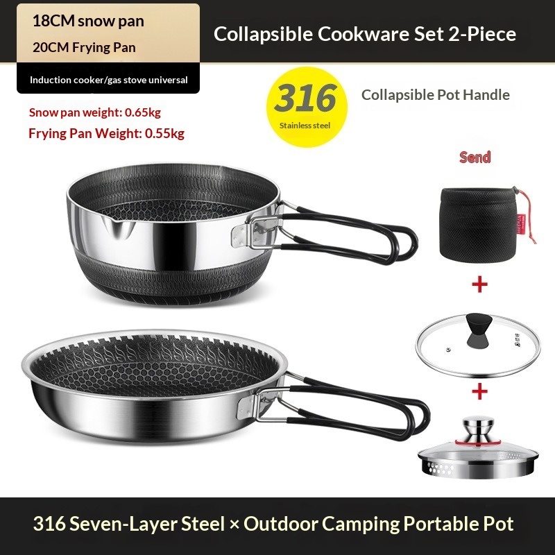 20cm wok+lid+storage bag [316 stainless steel folding handle]