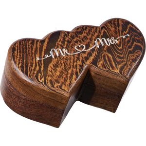 Caja de Anillos de Madera Rústica Hecha a Mano, Porta Anillos de Boda para el Novio y la Novia, Caja de Joyería para Propuesta de Matrimonio - Product Image 1