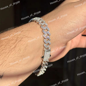 Pulsera Cubana de Plata 925 con Incrustaciones de Diamantes Moissanite Blancos para Uso Diario Unisex - Product Image 3