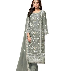 นักออกแบบล่าสุดงานเย็บปักถักร้อยด้ายไหม Organza นุ่มทํางาน Kurti ตั้งโดย Fab Zone - Product Image 1