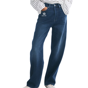 Jeans droits taille haute pour femmes, pantalon en denim classique, pantalon décontracté confortable, bas de tenue tendance, production sur mesure, vente en gros - Product Image 1