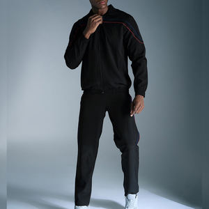 Ensemble de survêtement sportif pour homme en nylon et polyester, veste zippée coupe-vent, survêtement personnalisé avec logo, design uni, style hip-hop streetwear - Product Image 1