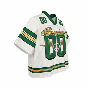 Maillot de football américain rétro en maille polyester de haute qualité, personnalisé OEM, coupe ample et courte, grande taille, été - Product Image 3