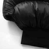 Blouson court matelassé noir en PU, fermeture éclair, manches courtes, sans col, coupe-vent, style streetwear, manteau d'hiver, rembourrage épais, couleur unie
