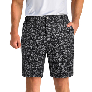 Shorts décontractés pour hommes en polyester tissé à imprimé floral gris, avec fermeture boutonnée, respirants, pour le golf - Product Image 3