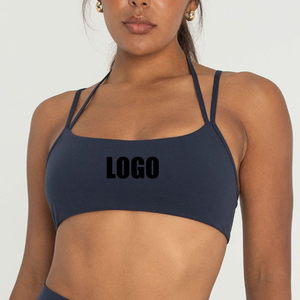 MILIENZ Soutien-gorge de sport et short de yoga pour femme, bleu marine, à bretelles convertibles, taille mi-haute, torsadé, maintien léger, sans couture, respirant - Product Image 1
