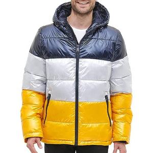 Veste bouffante à fermeture éclair pour hommes, manteau avec sangle d'impression personnalisée, veste épaissie en duvet pour hommes, vente en gros personnalisée - Product Image 1