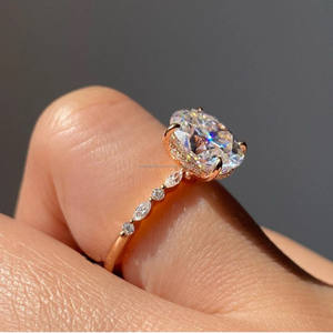 แหวนเพชรโมอิส925ทรงรีสำหรับงานแต่งงานหรือของขวัญครบรอบ - Product Image 3