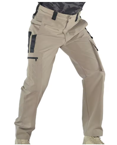 Pantalon cargo tactique noir pour homme, plusieurs poches, séchage rapide, style vêtements de travail, taille élastique, fermeture éclair, pour l'été - Product Image 6