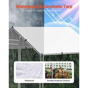 Grande Pollaio in Metallo 6.56x6.56x6.56ft con Tetto a Punta e Gabbia per Galline con Chiusura di Sicurezza per Pollaio - Product Image 3