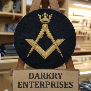 Insignia de bordado personalizada de alambre metálico para corona de laurel masónica, con hilo metálico dorado, parche azul marino, compás cuadrado, letra G, regalia - Product Image 5