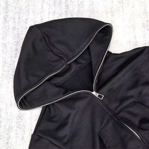 Custom Logo Set 100% Cotton Oversized Women 2 Piece Sweat Suit <b>Cropped</b> Top <b>Zip</b> <b>up</b> Hoodie and Shorts Set for Women - Product Image 4