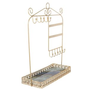 Gold Metal Jewelry Stand Rectangle Shape Multi Functional Tabletop Storage Trays For Bedroom Indoor Use - Product Image 1