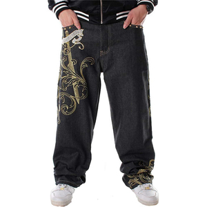 Jean baggy noir pour homme, style hip-hop, coupe ample, vintage années 90, cargo, denim, mode, danse, skater, skateboard - Product Image 1