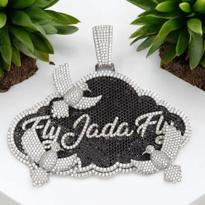 Pendentif personnalisé de luxe serti de diamants avec moissanite noire, collier de bijoux hip-hop - Product Image 1