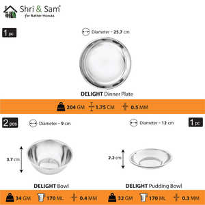 Ensemble Thali en acier inoxydable Delight, 6 pièces, collection de vaisselle de qualité supérieure - Product Image 5