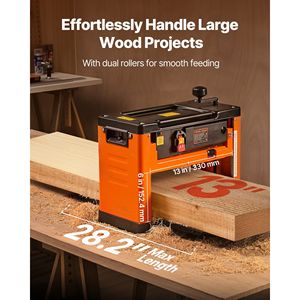 Potente Pialla da Banco per Legno con Motore da 2000W e 23500 RPM, Doppia Rulliera, Piano di Lavoro da 13 Pollici, Tre Lame per Spessori Vari - Product Image 5