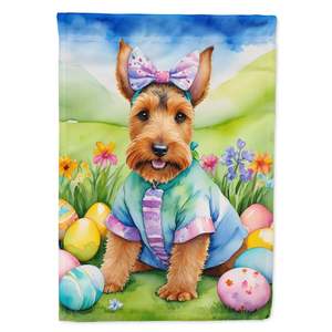 Welsh Terrier Chasse aux oeufs de Pâques Drapeau de jardin Boîte aux lettres multicolore Bannière décorative de jardin pour Patio Oeuvre d'art pour parterres de fleurs - Product Image 1