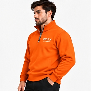 เสื้อสเวตเชิ้ตคอปกสีส้มสำหรับผู้ชาย ทรงปกติ แขนยาว สวมใส่สบาย - Product Image 4