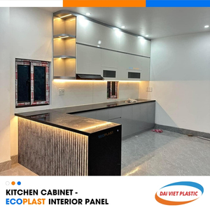 Gabinetes de cocina LED estilo minimalista Panel interior de PVC Fábrica de fabricación líder de Vietnam - Product Image 1