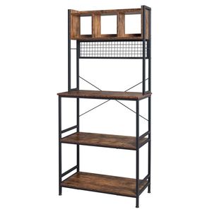 Scaffale da Cucina a 5 Ripiani Autoportante con 10 Ganci a S e 3 Cubi, Supporto Industriale per Forno a Microonde, Carrello Multiuso per Stoccaggio in Cucina - Product Image 2