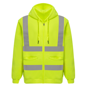 Sweat à capuche de sécurité réfléchissant personnalisé, épais, unisexe, imperméable, grande taille, haute visibilité, brodé, en gros - Product Image 1