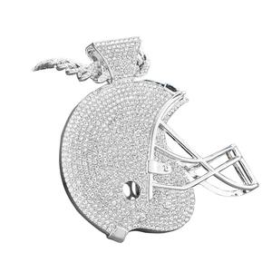 Colgante de Casco Estilo Punk para Hombre, Dorado y Plateado, Estilo Hip Hop con Moissanita Helada, Chapado en Oro con Forma de Letra - Product Image 1