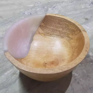 High Quality Epoxy Resin With Wood Serving Bowl For Salad Fruits & <b>Dinnerware</b> Top Selling Luxury Salad Serving Bowl For Tabletop - Product Image 2