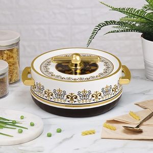 Casserole classique avec bordure dorée, ronde, 33 cm, revêtement émaillé durable, compatible gaz et induction - Product Image 4