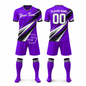Maillot de football unisexe personnalisé à col en V, manches courtes, séchage rapide, imprimé sur le devant, en maille polyester de haute qualité, vente directe usine - Product Image 5
