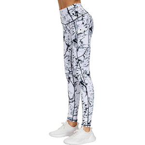 Leggings de sport taille haute pour femme, sublimation, logo personnalisé, imprimé floral ethnique géométrique tie-dye, antibactérien, respirant, lavable - Product Image 5