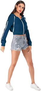 Hot Selling Crop <b>Tops</b> <b>Set</b> <b>Short</b> Sleevesvelvet Fabric Premium Quality Hooded for Women Best Selling Crop Breathable <b>Top</b> Crop - Product Image 5