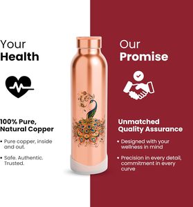 Reine International 900ml Metal High Quality Travel-friendly Hammered Shiny 100% Pure Copper Eco-Friendly Large Capacity Water - Product Image 2