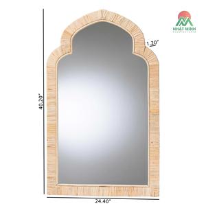 Handcrafted rattan <b>mirror</b> with a curved arch shape. Durable construction. Designed for vertical hanging. Fully assembled. - Product Image 4