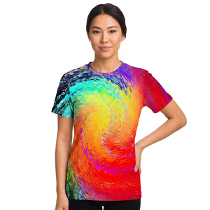 Men's <b>Rainbow</b> Spiral Print Short Sleeve T-Shirt O-Neck Casual Knitted Jersey <b>Top</b> Regular Fit Sublimation Transfer Print - Product Image 2