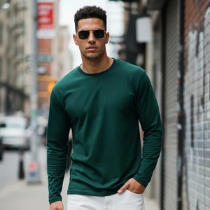 Camiseta de Lana Merino con Cuello Redondo, Informal, Personalizada, de Otoño y Primavera, de la Fábrica Solarwool, para Hombre - Product Image 4