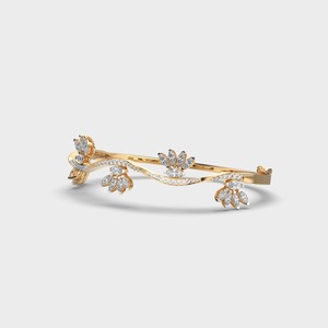 Bracelet en diamants marquise et ronds à motif floral ondulé certifié IGI en or jaune/blanc/rose 18 carats - Product Image 2