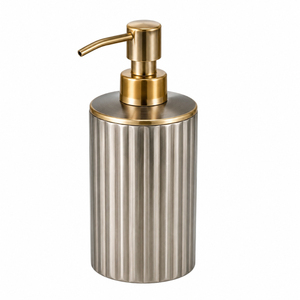 Distributeur de savon vintage en bronze antique, luxueux, avec motif damassé en résine, pompe à savon liquide pour hôtel et maison. - Product Image 4