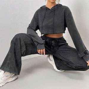 Sudadera Corta con Capucha para Mujer, Estilo Casual Urbano, Manga Larga, Mezcla de Algodón Suave, Top Deportivo a la Moda - Product Image 6