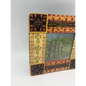 Hand Painted Wooden Square Picture Frame With Floral And Geometric Patterns Decorative Home <b>Wall</b> - Product Image 3