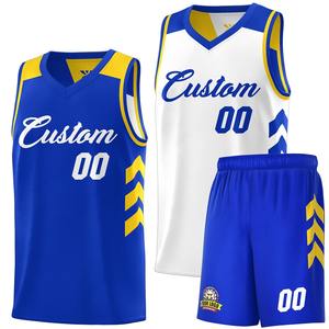 Conjuntos de Uniformes Deportivos Personalizados para Equipos de Baloncesto, Camiseta y Pantalones Cortos Reversibles con Estampado Digital para Hombre, Tallas Grandes, con Logotipo Personalizado, 100% Poliéster - Product Image 3