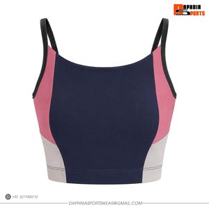 Sujetador deportivo DAPHNIA para mujer, de color sólido, con cuello redondo, soporte medio, transpirable, de alta calidad, para yoga y entrenamiento. - Product Image 2